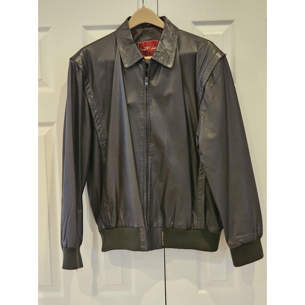 Sergio Valente Leather Bomber Jacket Mens 1XB Brown Full Zip Vintage Made in USA